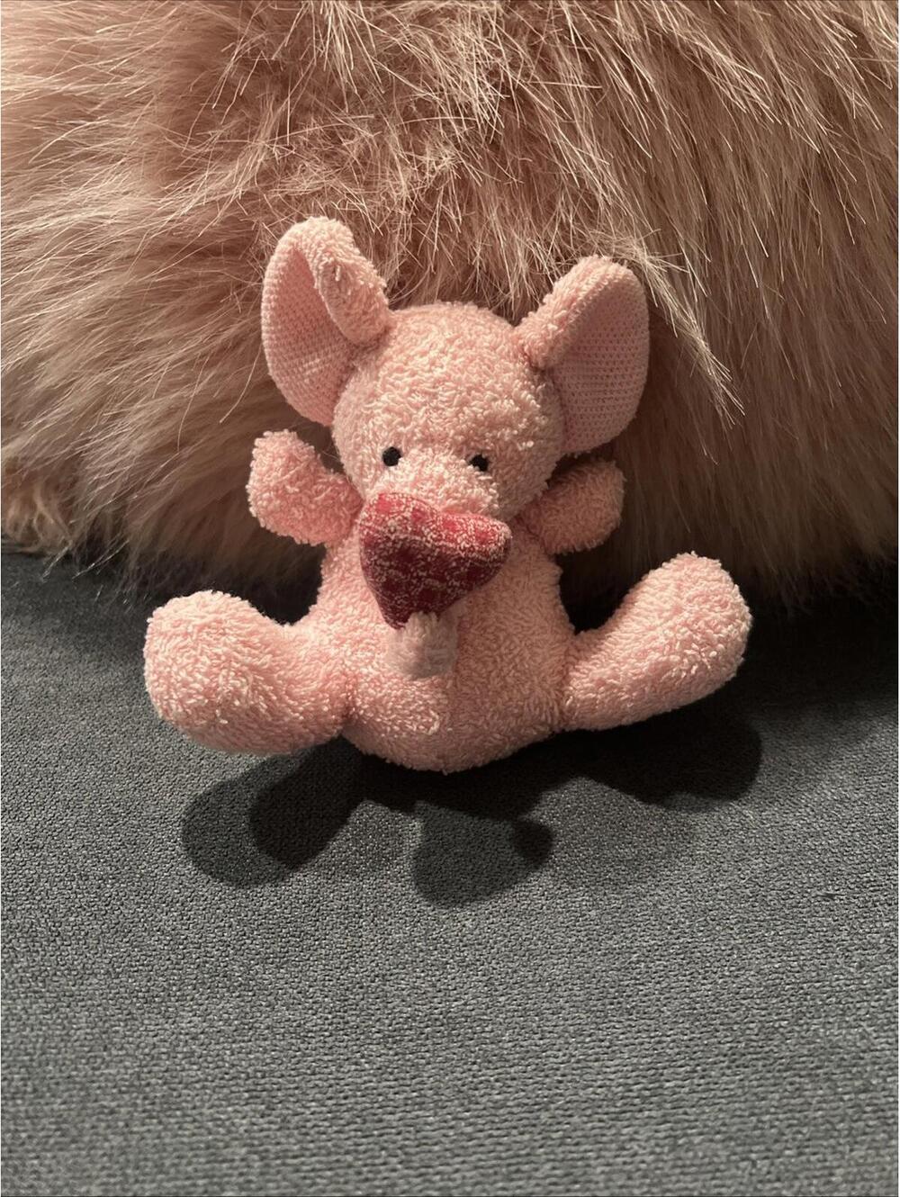 Russ Berrie Heart Warmers Pink Elephant Plush  Heart Terry Cloth Bean Bag T63